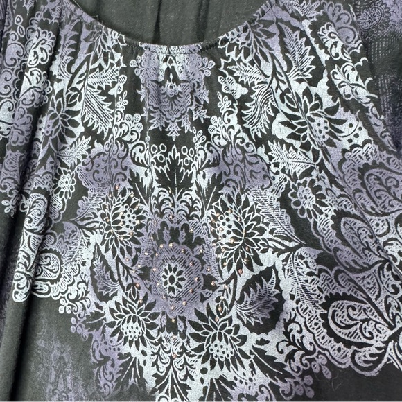 Vanilla sugar T-shirt crystal bling rhinestone diamonds paisley print boho biker - Picture 8 of 10